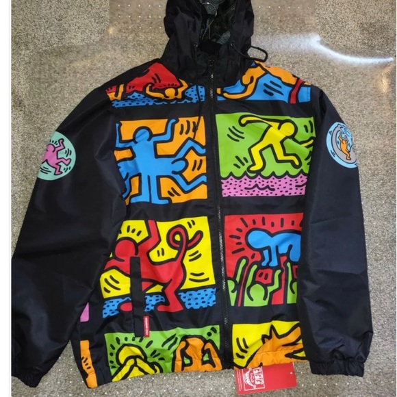 Members Only Other - Keith Haring Members Only Graffic Art Full Zip Hooded Windbreaker Jacket Large